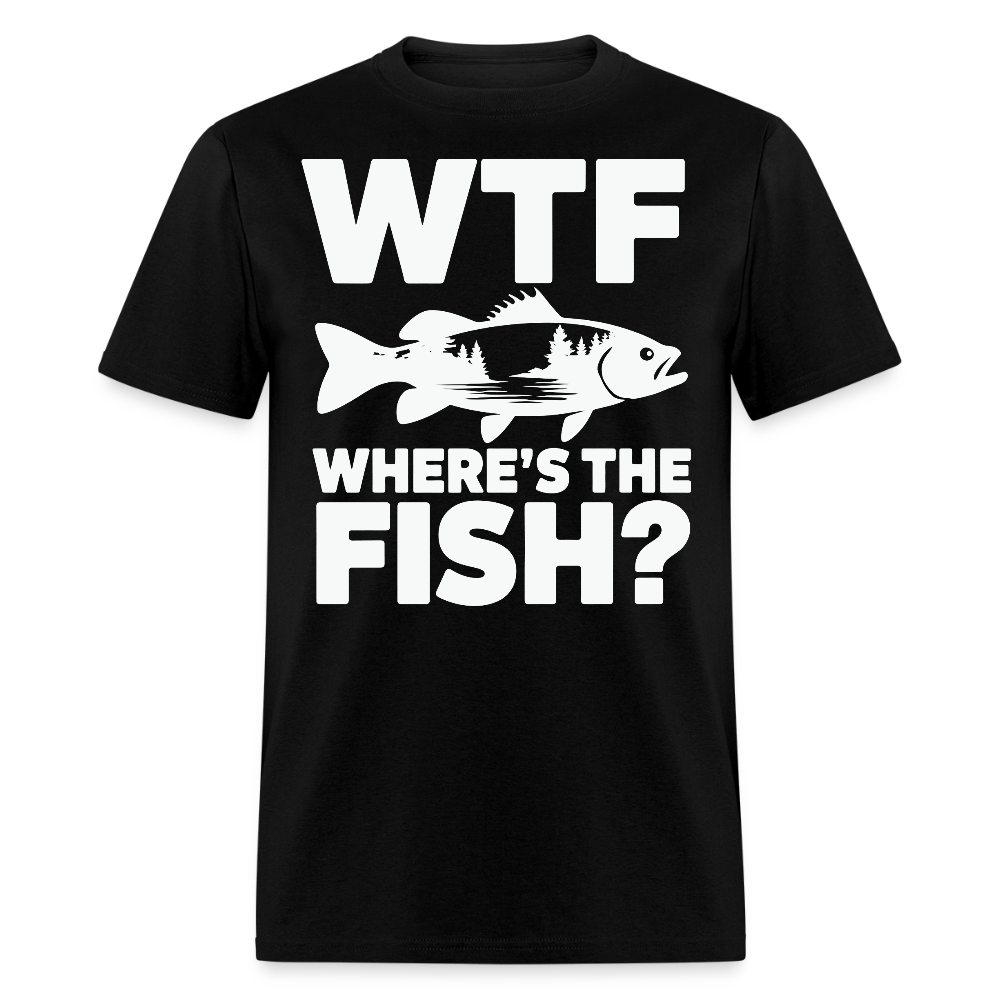 Fisherman Novelty Gift Idea WTF Fishing T-shirt - black