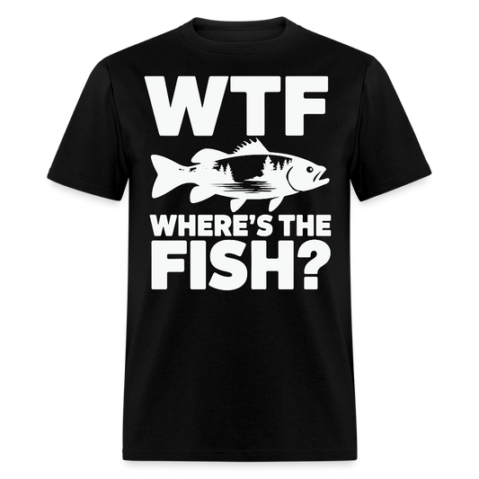 Fisherman Novelty Gift Idea WTF Fishing T-shirt - black