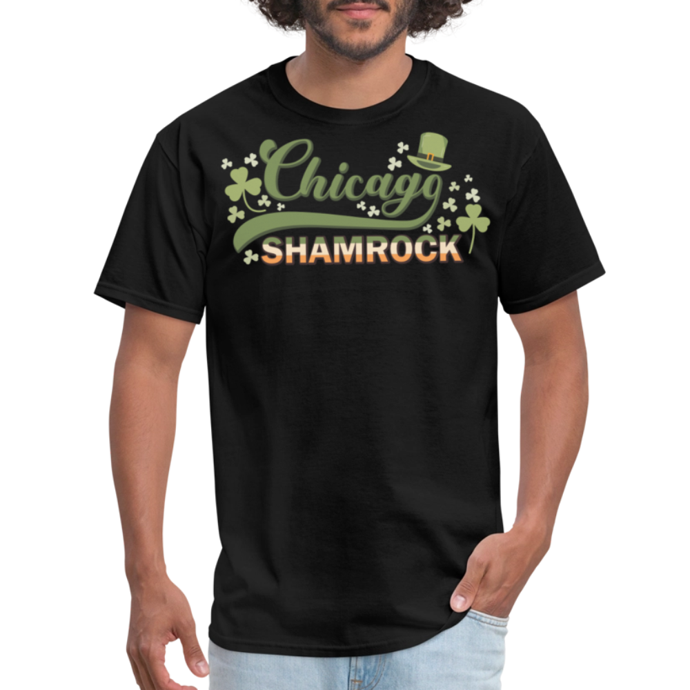 Leprechaun Hat Lucky Chicago Shamrock Graphic T-shirt - black