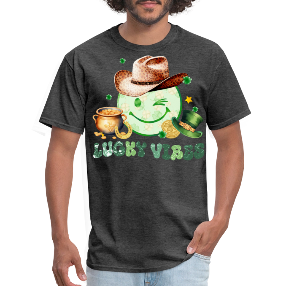 Lucky Vibes Western-style Irish T-shirt - heather black