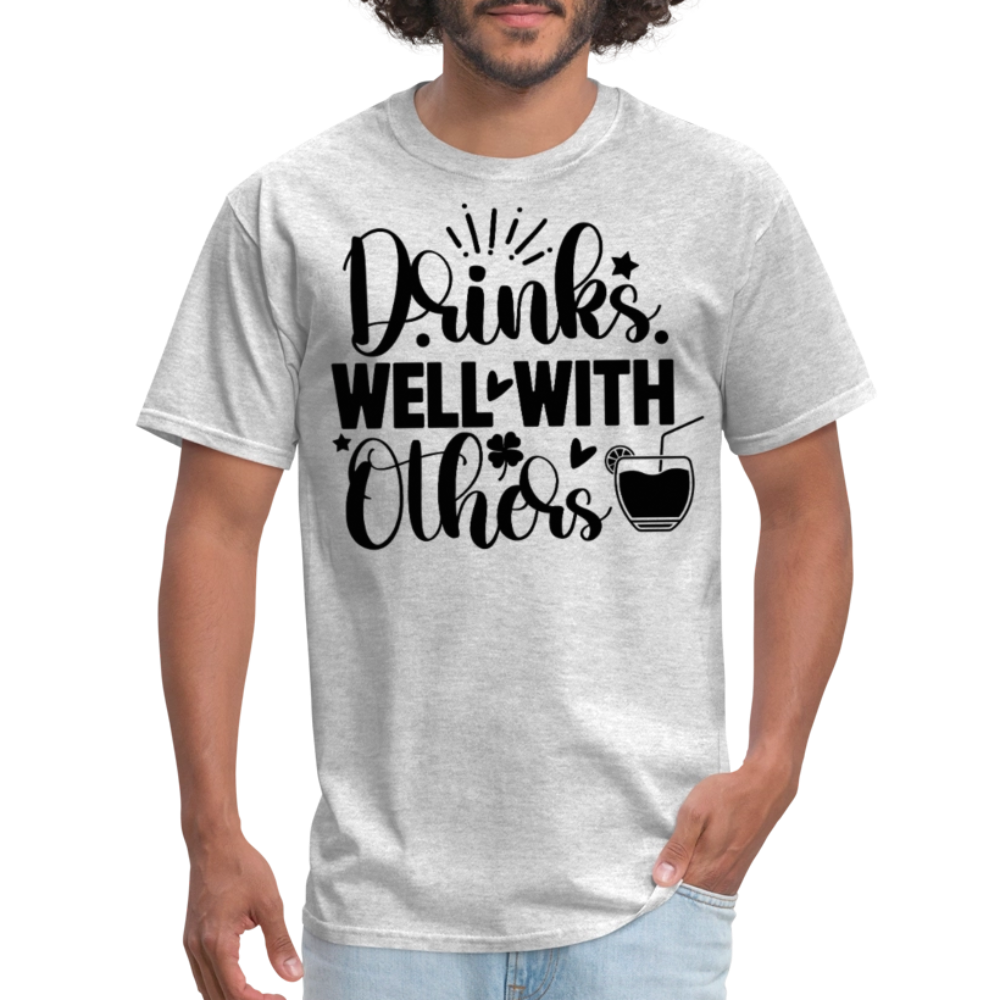 St. Patrick's Day Tee – Drinks Well with Others Shirt - heather gray