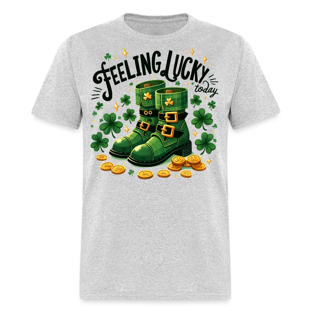 Green Shamrock Boots St Patrick’s Day Lucky T-shirt - heather gray