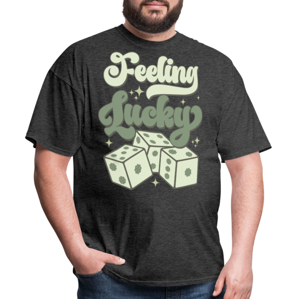 Feeling Lucky St Patrick’s Day Clover and Dice T-shirt - heather black