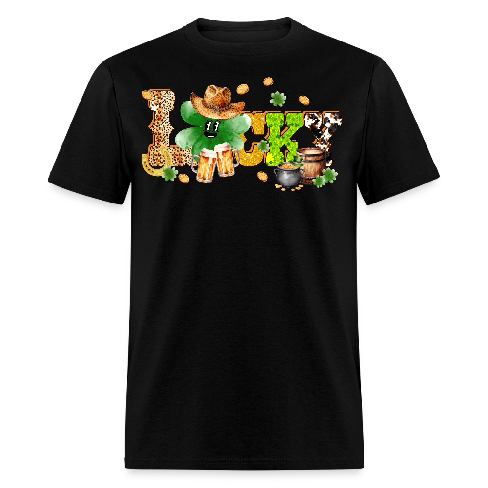 Lucky Shamrock Western Graphic T-shirt - black