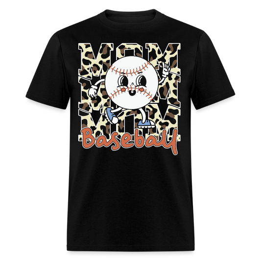 Cute And Stylish Baseball Mom Leopard Print T-shirt - black