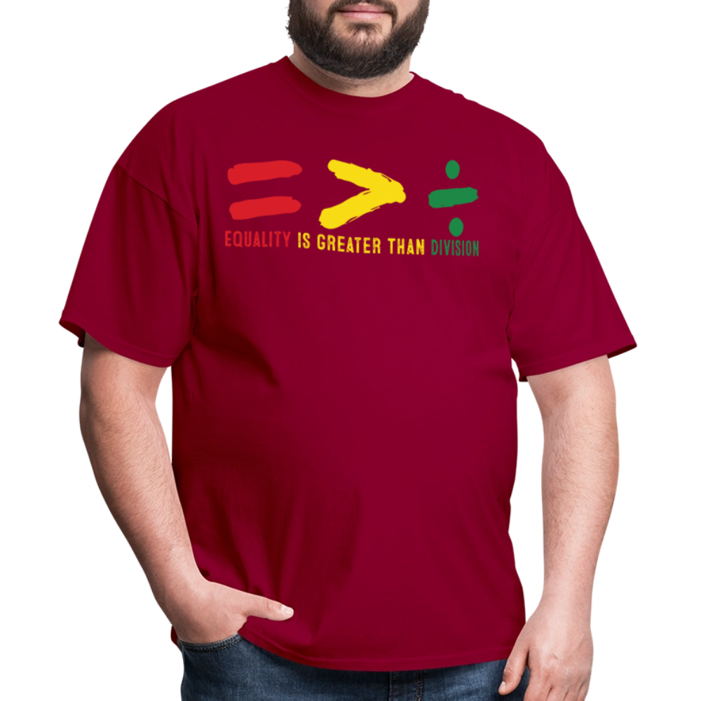 Black History Month Tee Equality Over Division T-Shirt - dark red