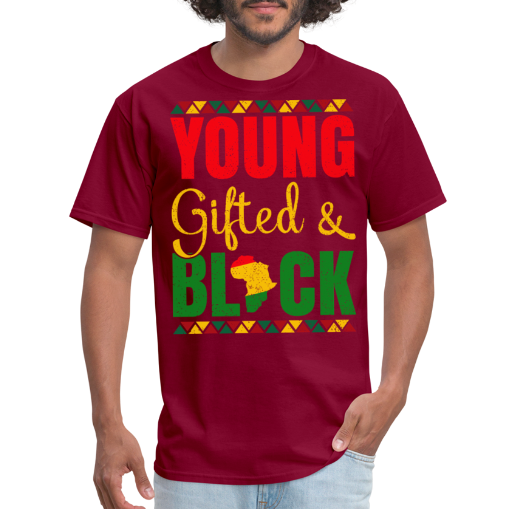 African Heritage Tee Young Gifted and Black T-Shirt - burgundy