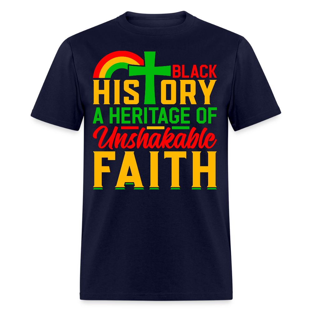 Unshakable Faith Black Pride Christian T-shirt - navy