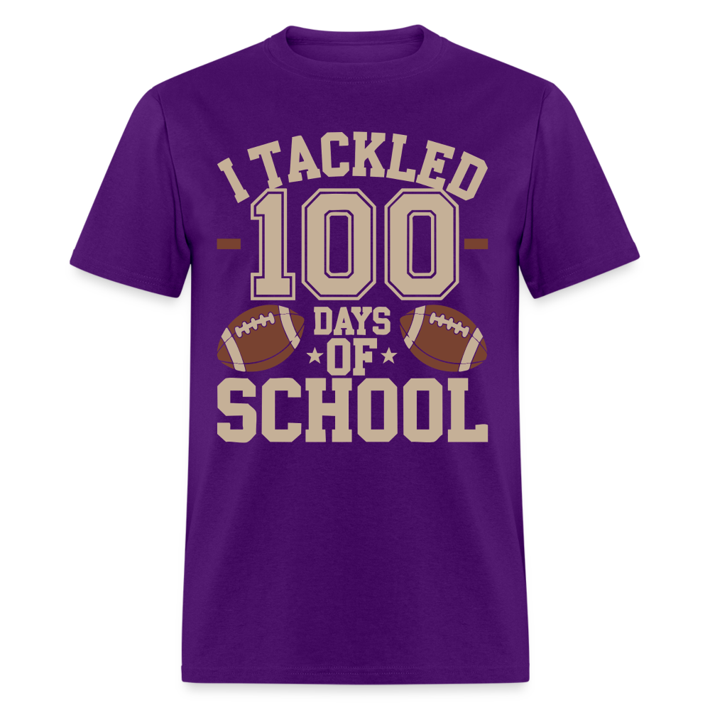 100 Days Of School Tee For Teachers Funny Football Themed School T-shirt - purple