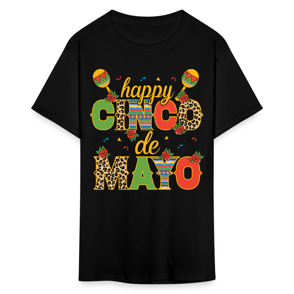 Leopard Print Cinco de Mayo Celebration T-shirt - black