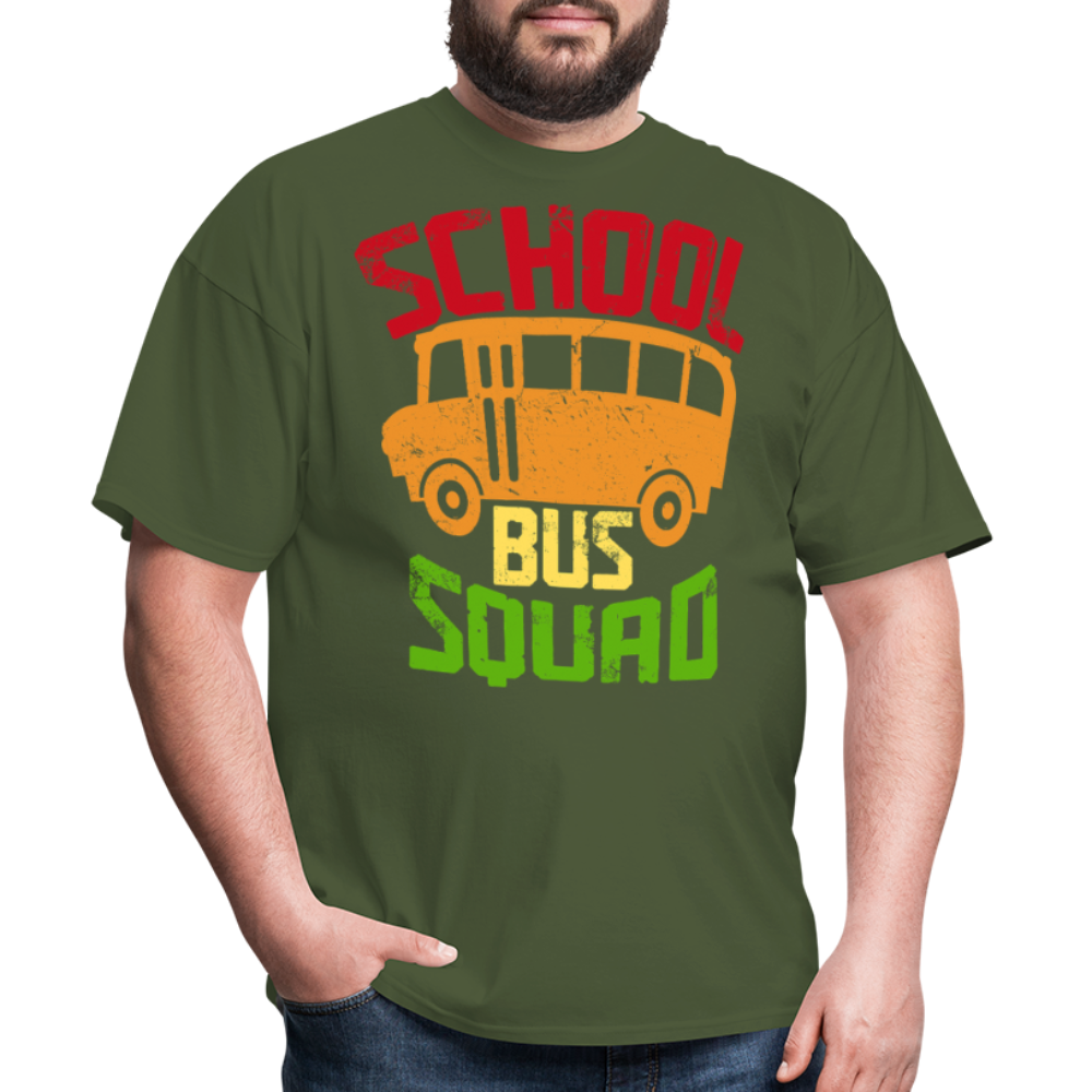 Vintage School Bus Tee for Drivers & Staff School Bus Squad T-shirt - military green