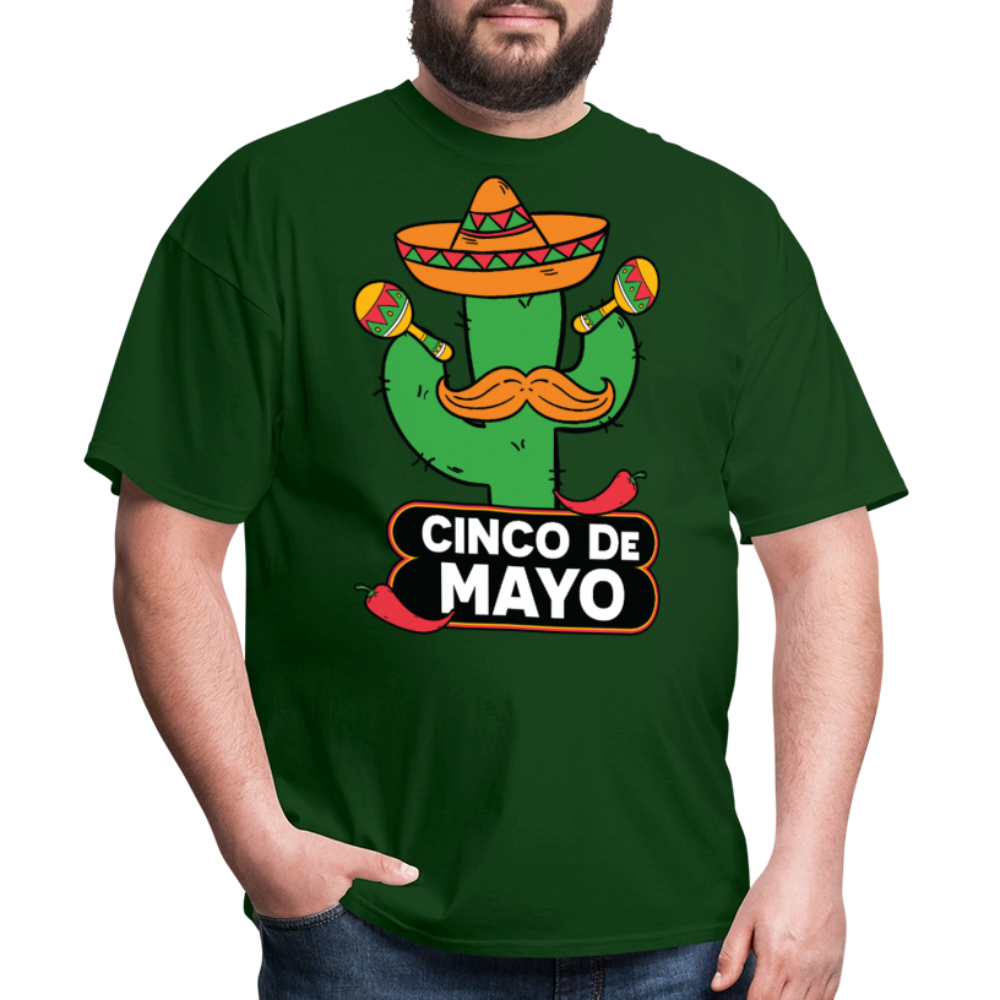 Mexican Fiesta Party Tee Funny Cinco De Mayo Cactus T-shirt - forest green