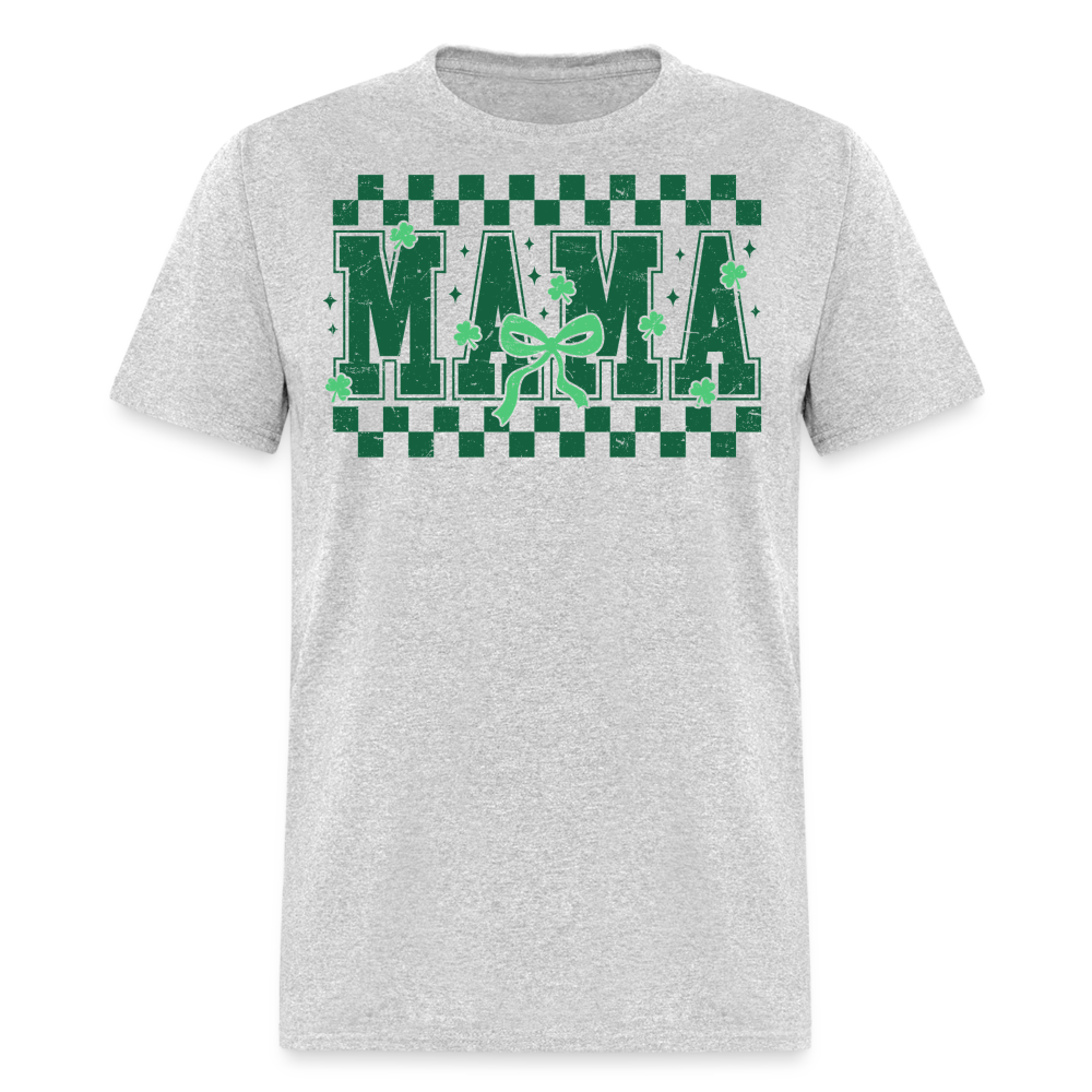 Distressed Lucky Mama Clover St. Patrick's Day Gift Tee - heather gray