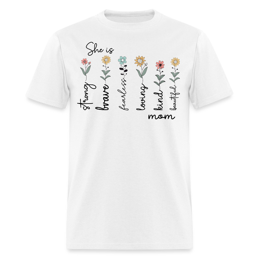 Inspirational Mom Graphic Tee Floral Mother’s Day T-shirt - white