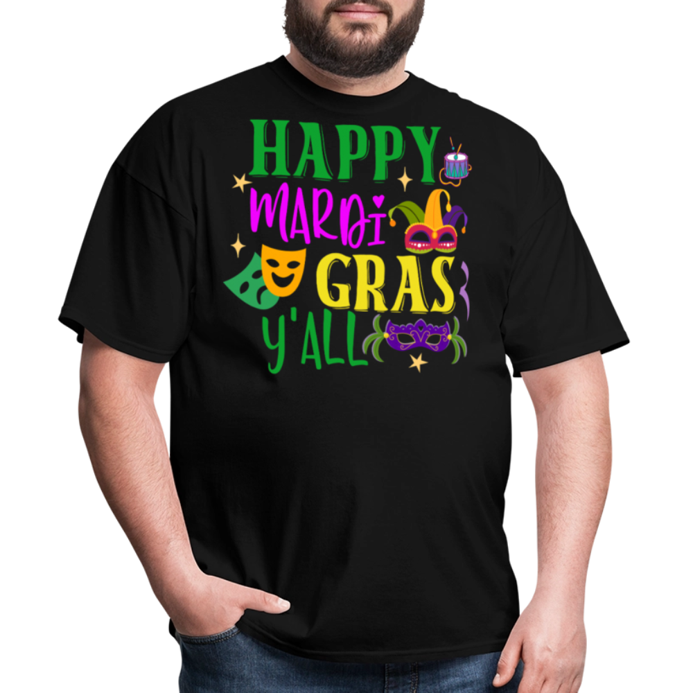 Funny Mardi Gras Y'all Graphic Unisex Classic T-shirt - black