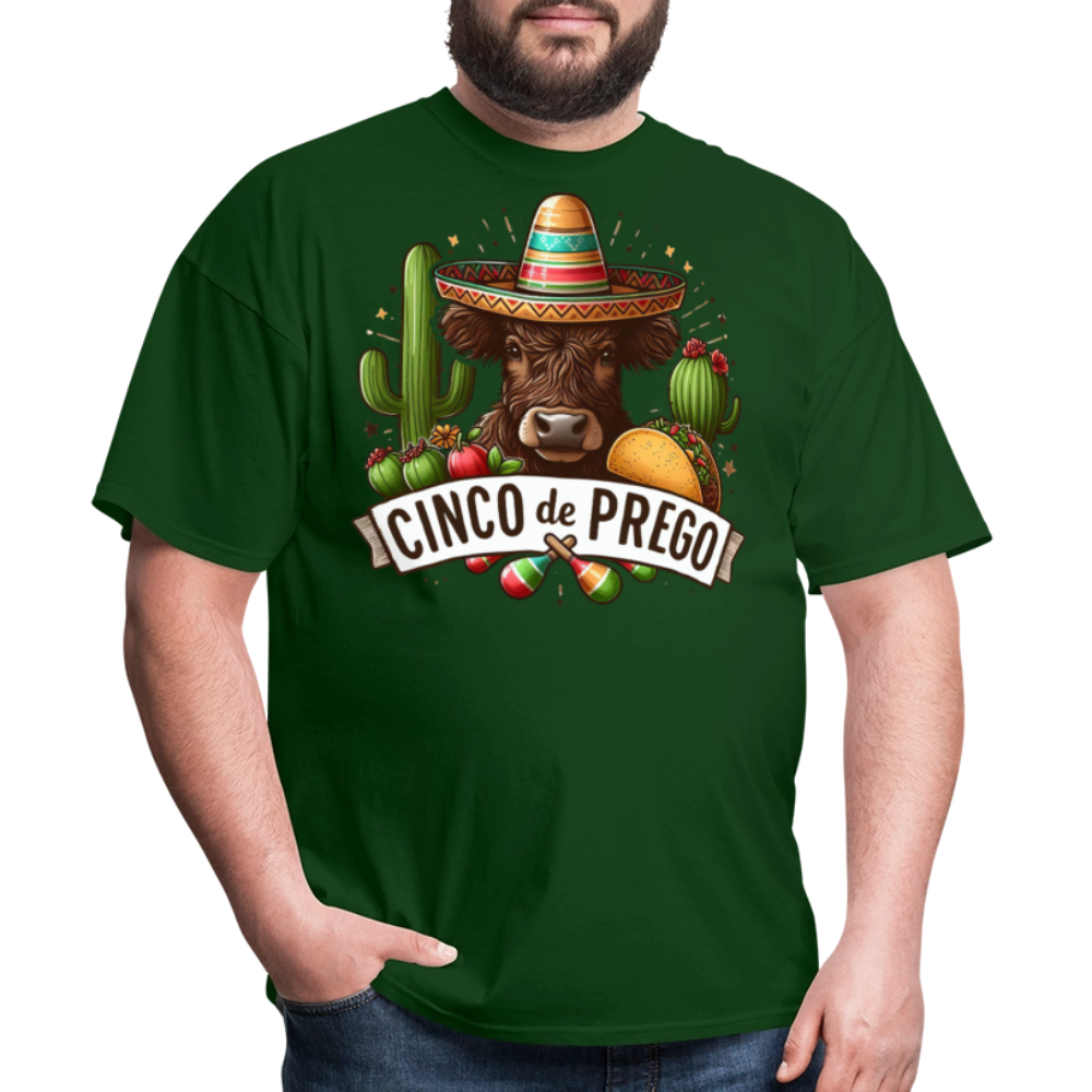 Cinco De Prego Tee  Funny Cinco De Mayo Cow T-shirt - forest green