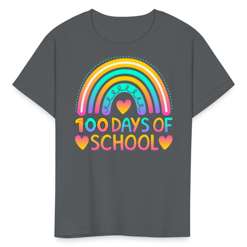 Rainbow 100 Days of School Kids' T-Shirt - charcoal