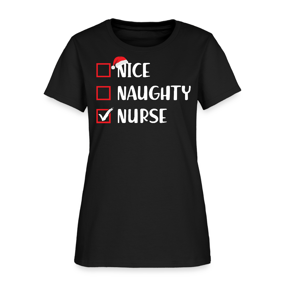 Nice Naughty Nurse Santa Christmas T-Shirt - black