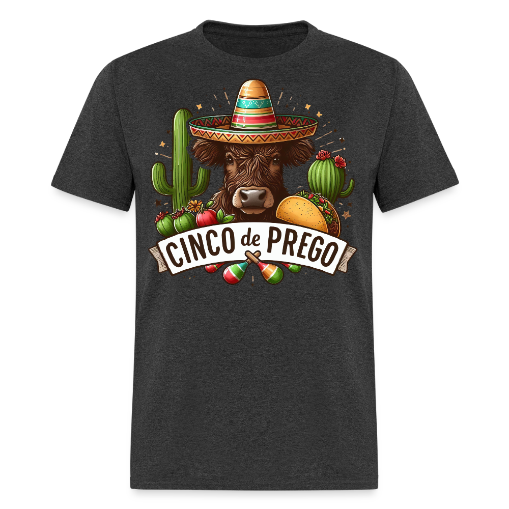 Cinco De Prego Tee  Funny Cinco De Mayo Cow T-shirt - heather black