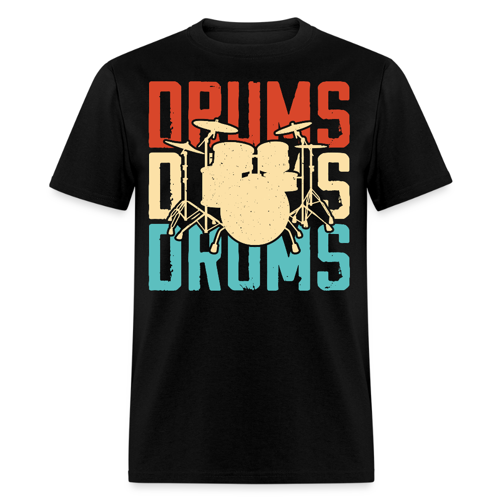 Retro Drum Set Tee For Musicians T-shirt - black