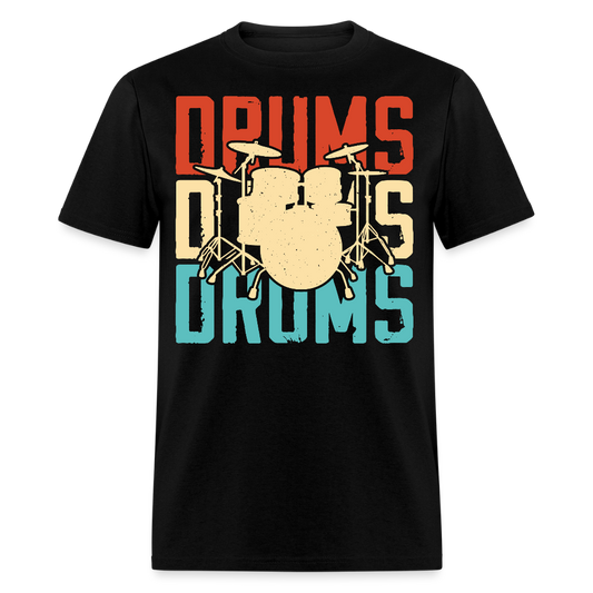 Retro Drum Set Tee For Musicians T-shirt - black