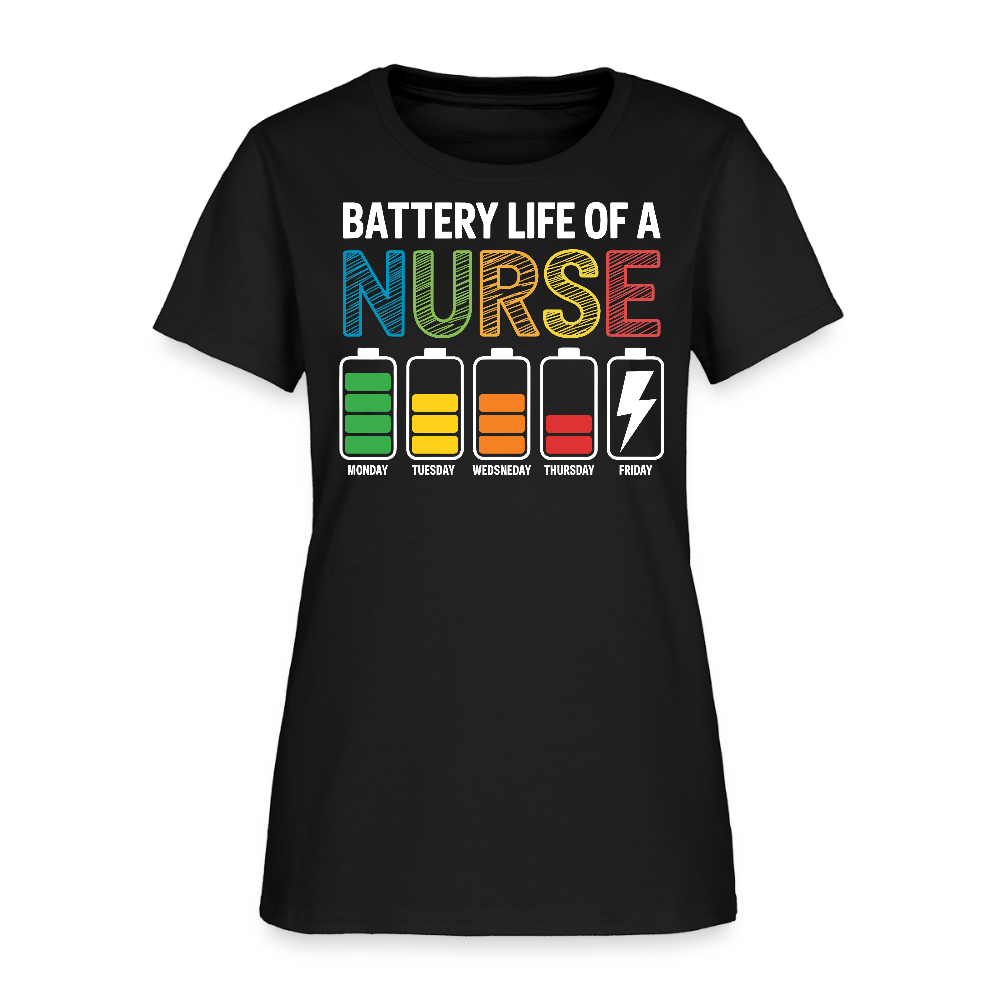 Battery Life Of A Nurse Gift For Healthcare Heroes T-Shirt - black