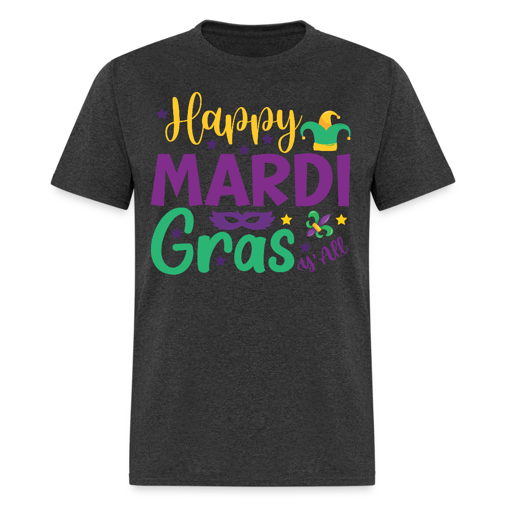 Cute Mardi Gras Shirt Happy Mardi Gras Y'all Classic T-shirt - heather black