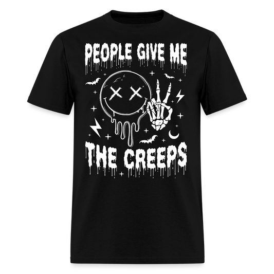 People Give Me The Creeps Halloween Skeleton Hand T-Shirt - black