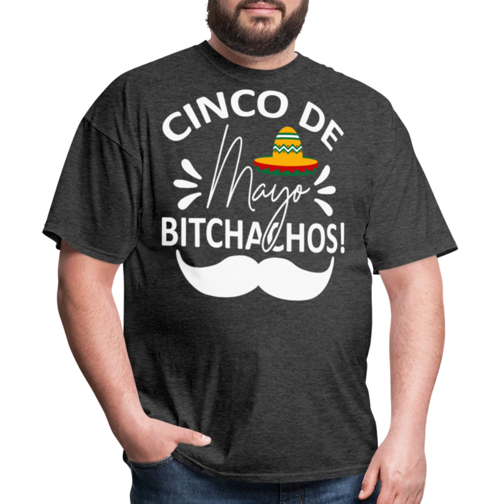 Cinco de Mayo Drinking Shirt with Mustache Funny Fiesta T-shirt - heather black