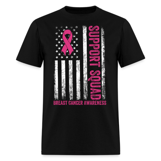 Support Breast Cancer Awareness American Flag T-Shirt - black