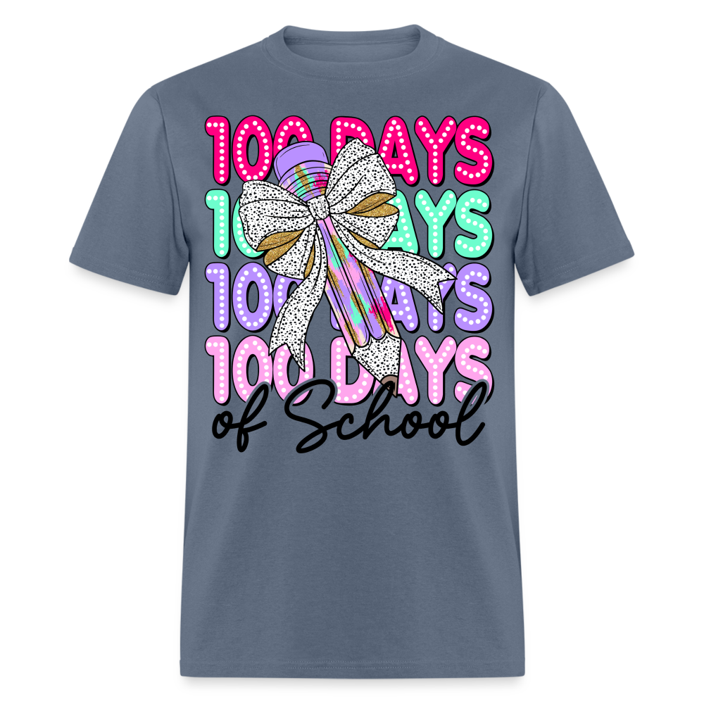 100 Days Of School Teacher Shirt Colorful Pencil Teacher Appreciation T-shirt - denim