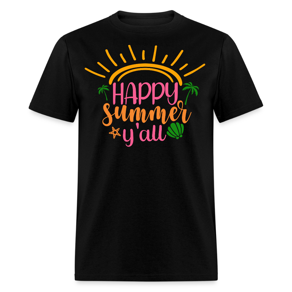 Happy Summer Y’all Sun And Palm T-shirt - black