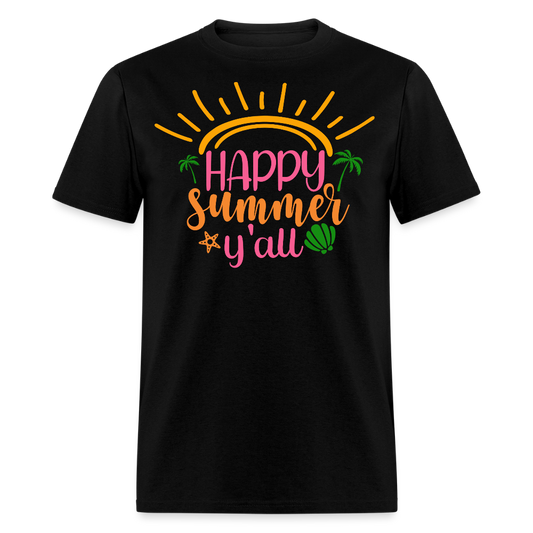 Happy Summer Y’all Sun And Palm T-shirt - black