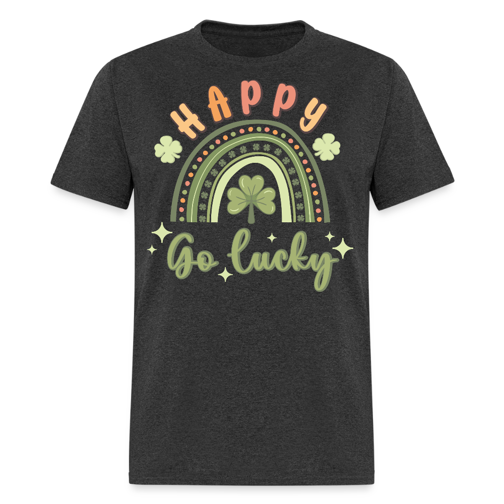 St Patrick’s Day Lucky Charm Tee Irish Shamrock Rainbow T-shirt - heather black