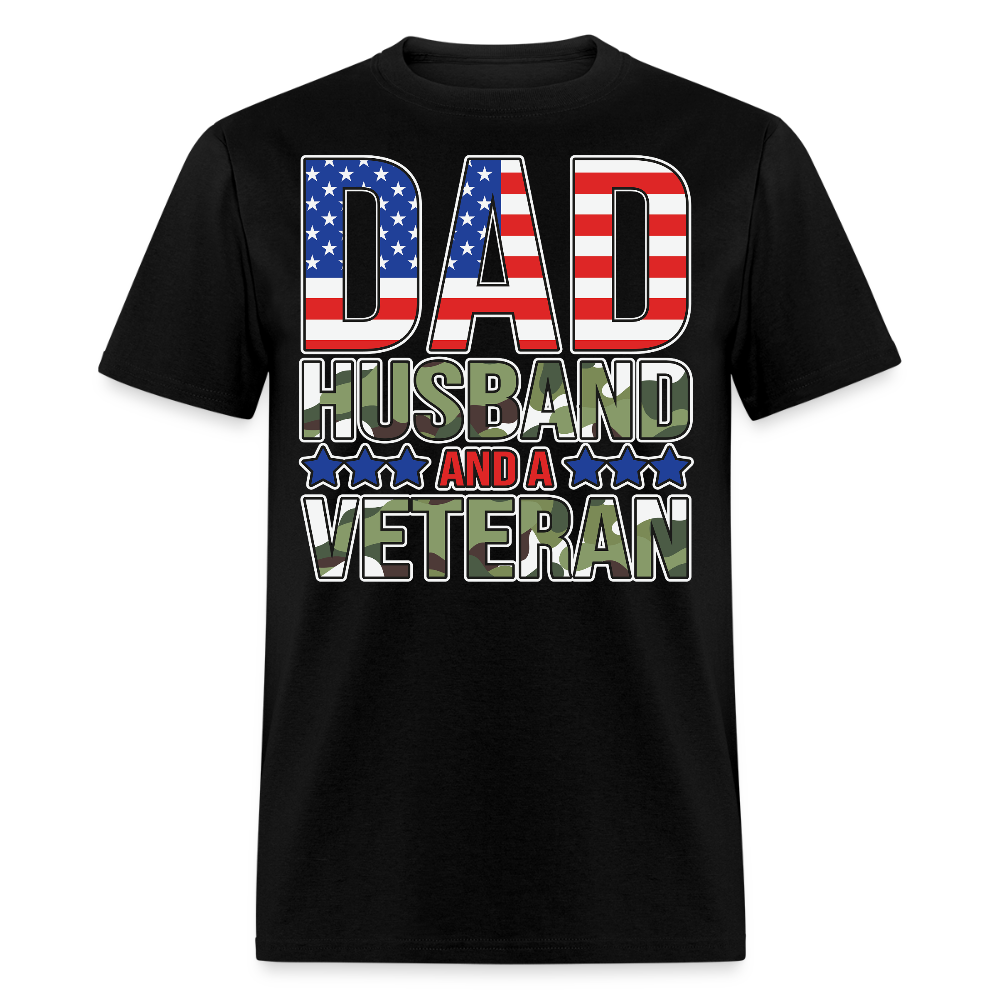 Patriotic Dad Military Husband Father Gift T-shirt - black