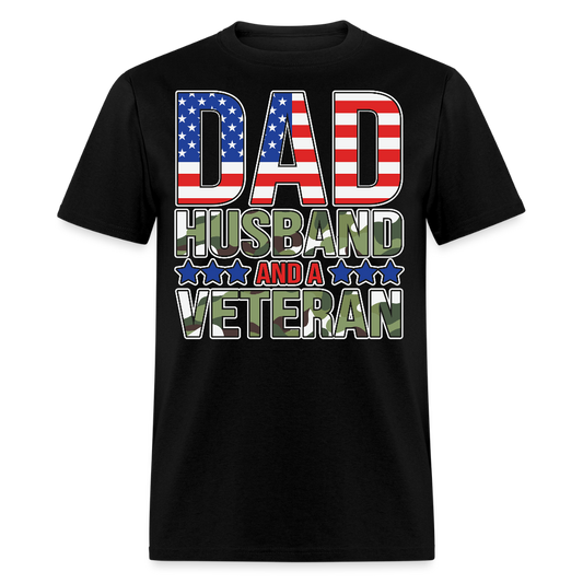 Patriotic Dad Military Husband Father Gift T-shirt - black