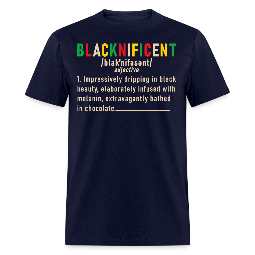 Blacknificent Definition Afrocentric Empowerment T-shirt - navy