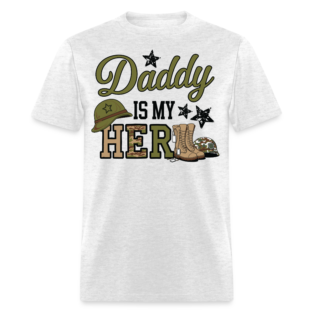 Daddy Is My Hero Army Dad T-shirt - light heather gray