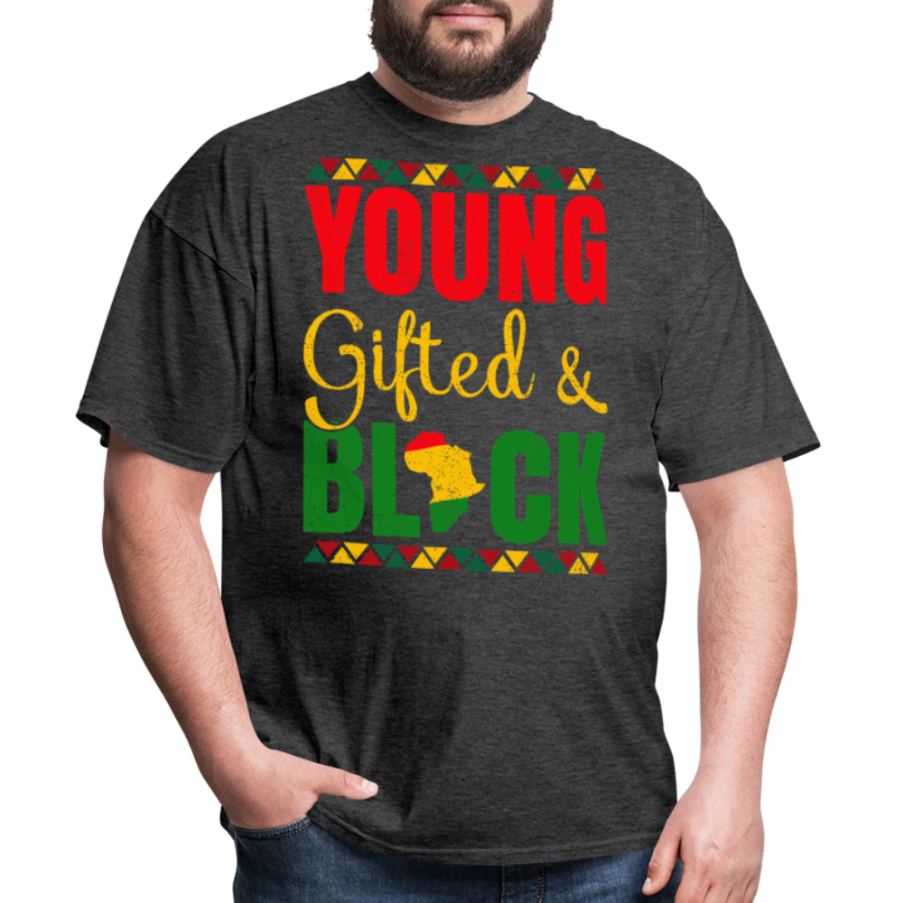 African Heritage Tee Young Gifted and Black T-Shirt - heather black