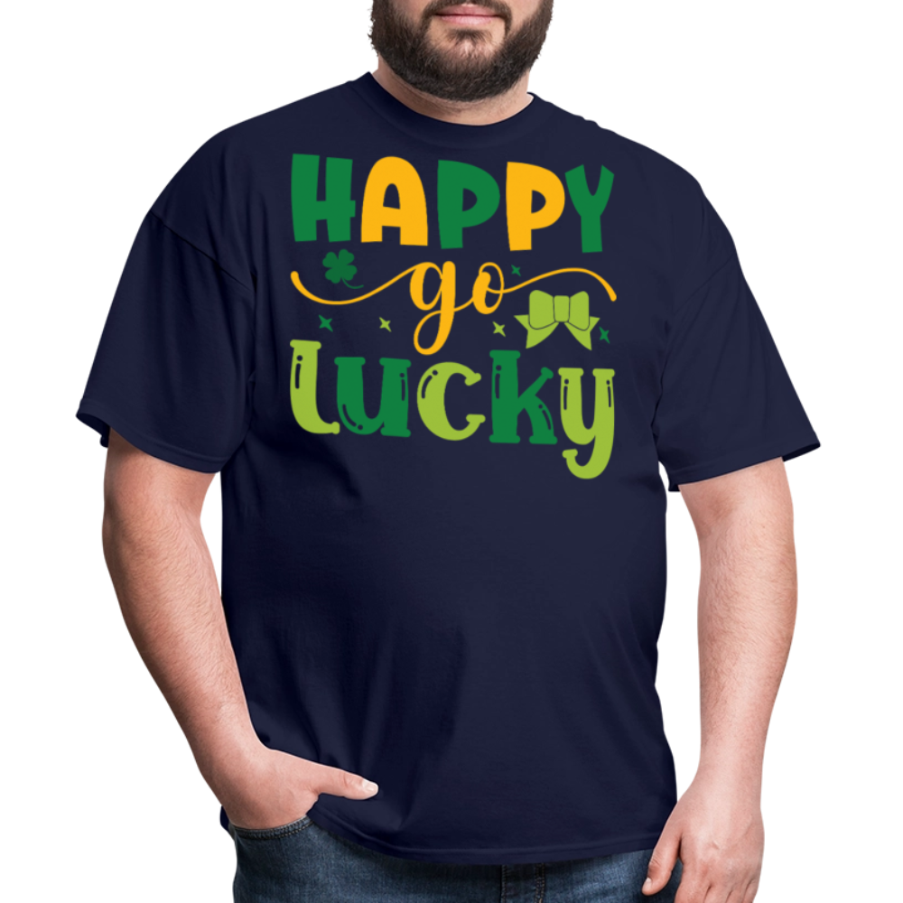 St Patrick’s Day Happy Go Lucky T-shirt - navy