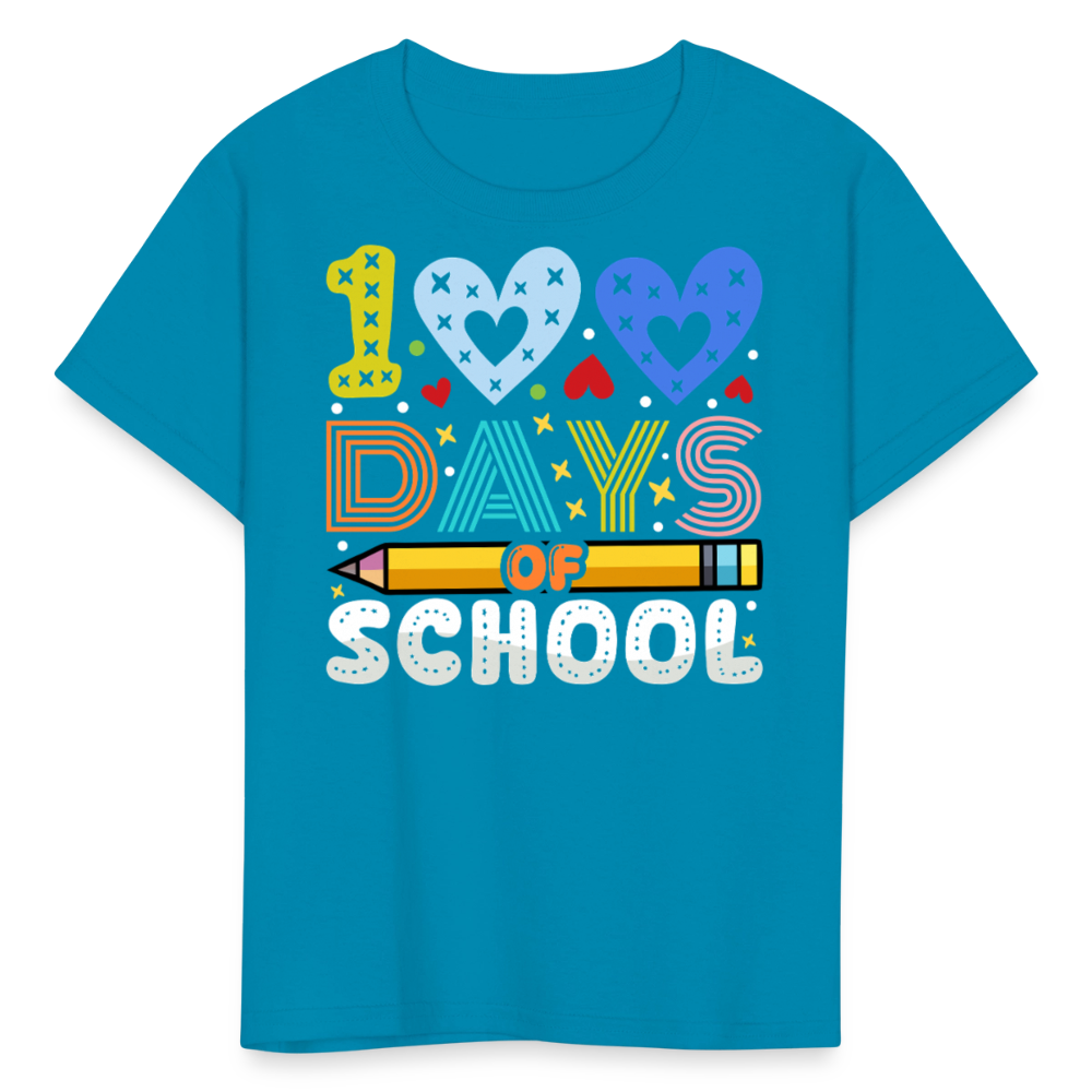 Kindergarten 100 Days Of School Shirt Students Appreciation Gifts T-Shirt - turquoise