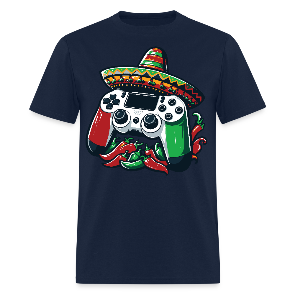Gamer Controller With Sombrero Design Mexican Gamer T-shirt - navy