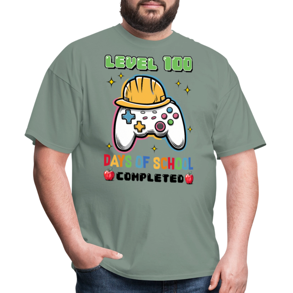 Level 100 Days Of School Gamer Shirt Level Up School Milestone T-shirt - sage