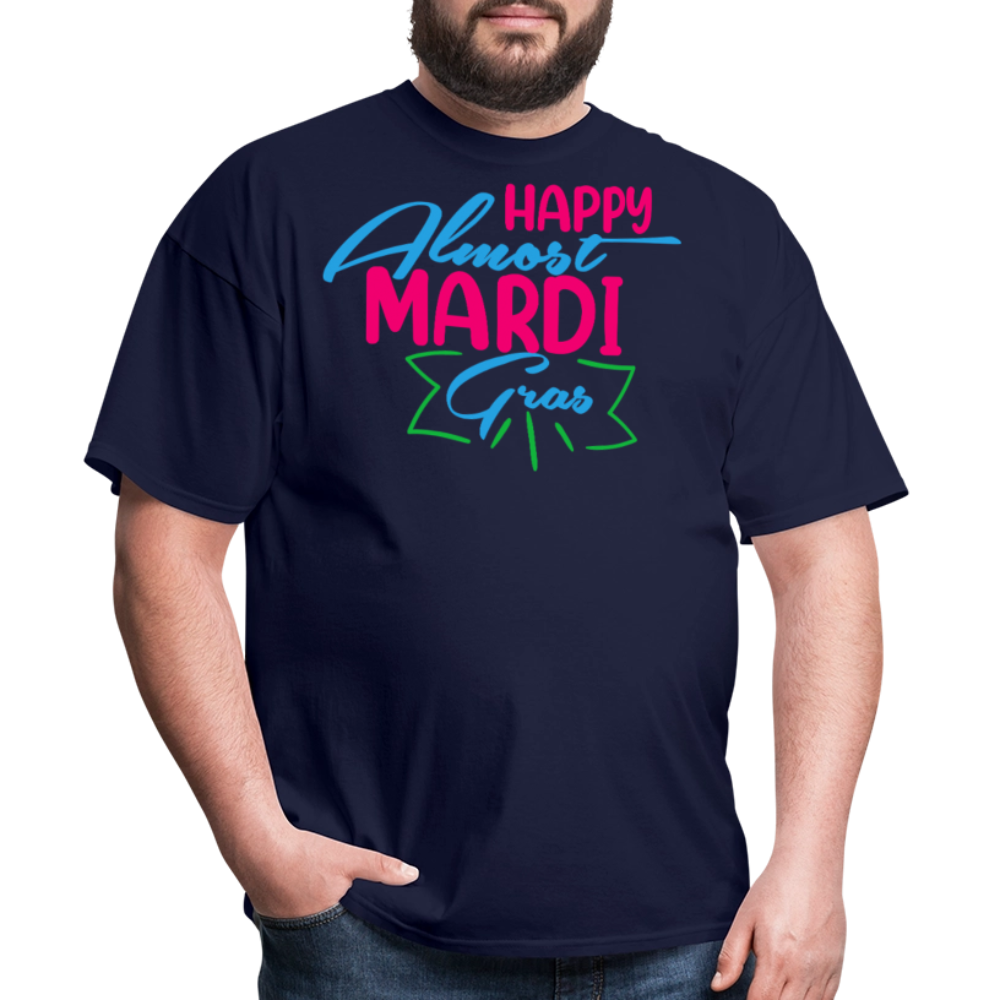 Mardi Gras Festival Tee Happy Almost Mardi Gras T-shirt - navy