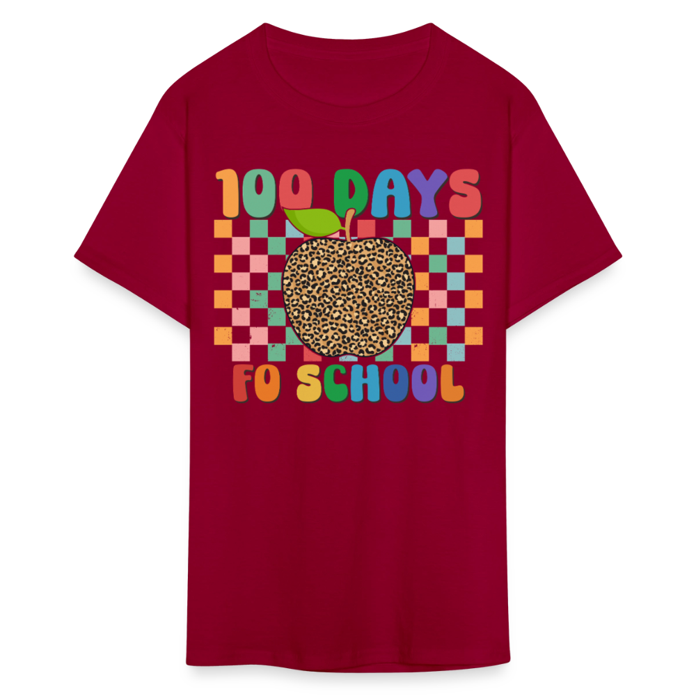 Leopard Print 100 Days of School Shirt Teacher Gifts Unisex T-shirt - dark red