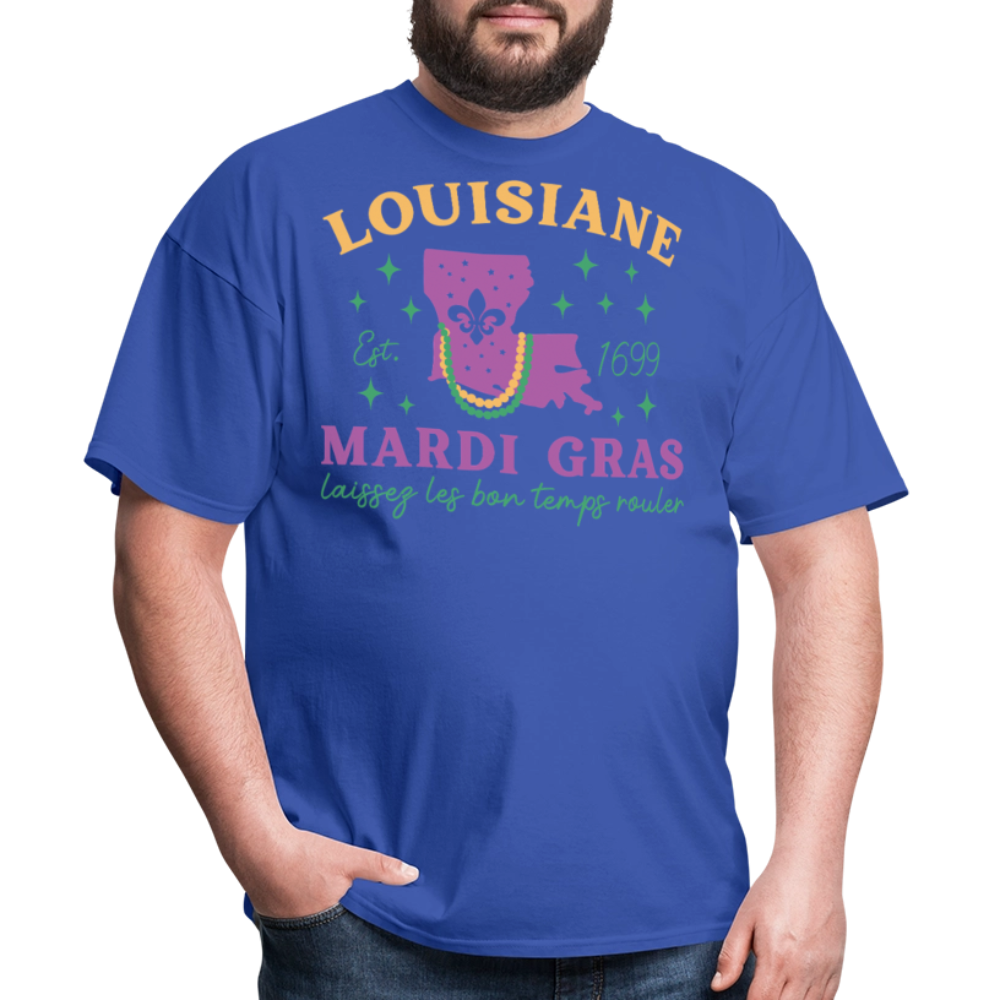 Louisiana State Pride Mardi Gras Tee Laissez Les Bon Temps Rouler T-shirt - royal blue