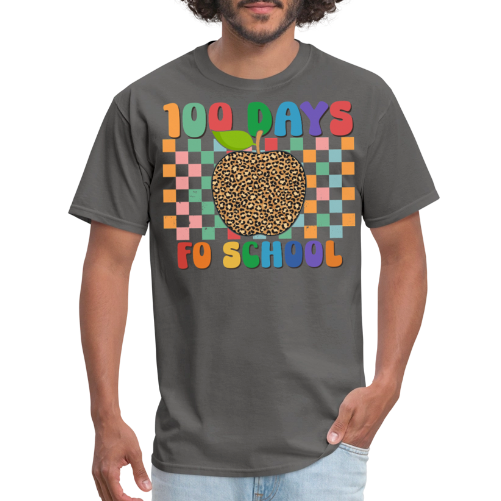 Leopard Print 100 Days of School Shirt Teacher Gifts Unisex T-shirt - charcoal