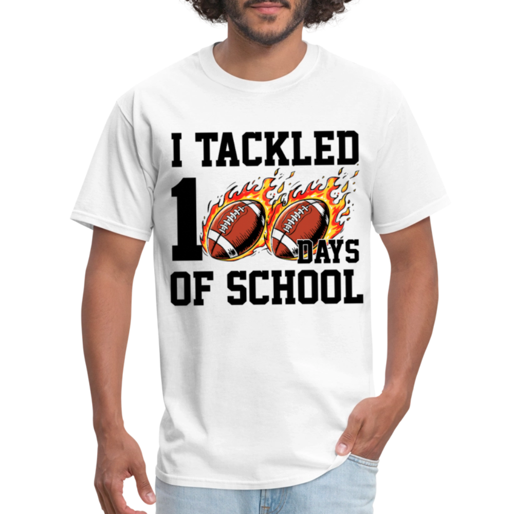 I Tackled 100 Days of School Shirt School Celebration Unisex T-shirt - white