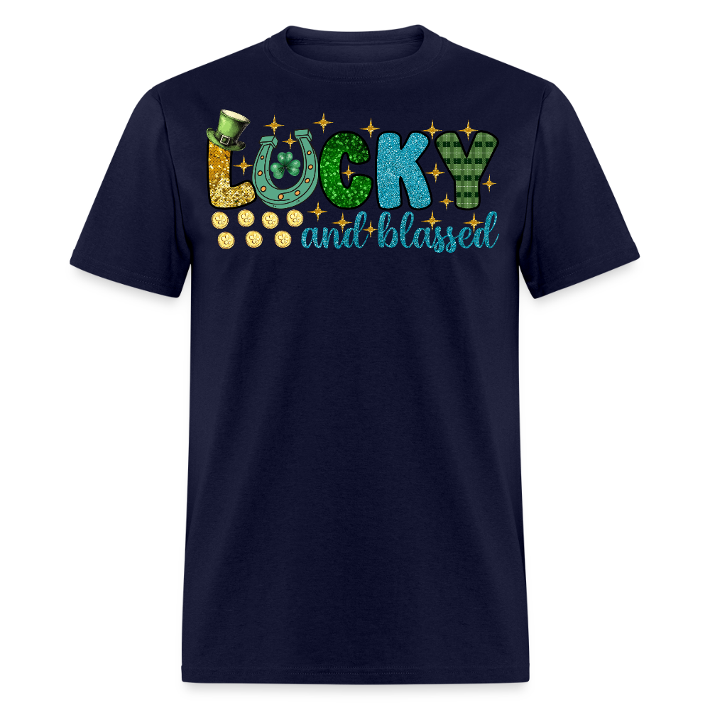 Lucky And Blessed St Patrick’s Day T-shirt - navy