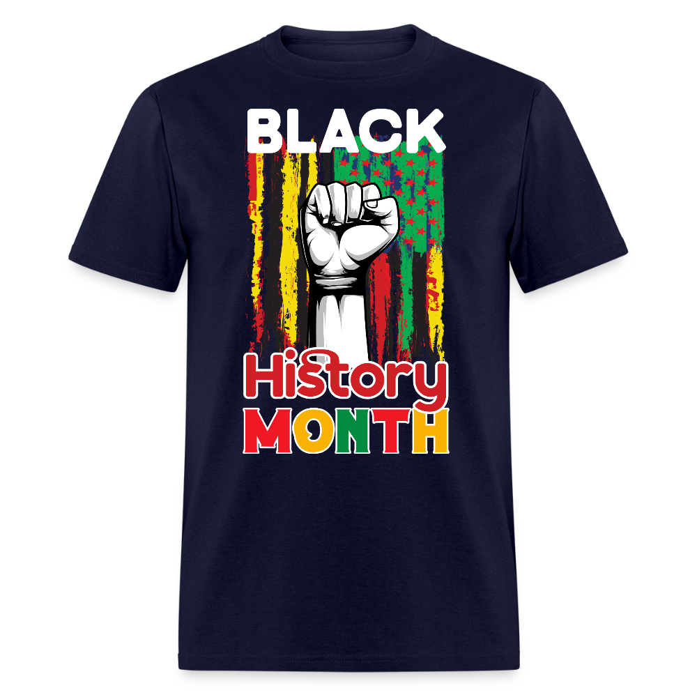 Juneteenth Pan-African Flag Tee Raised Fist Black History T-shirt - navy